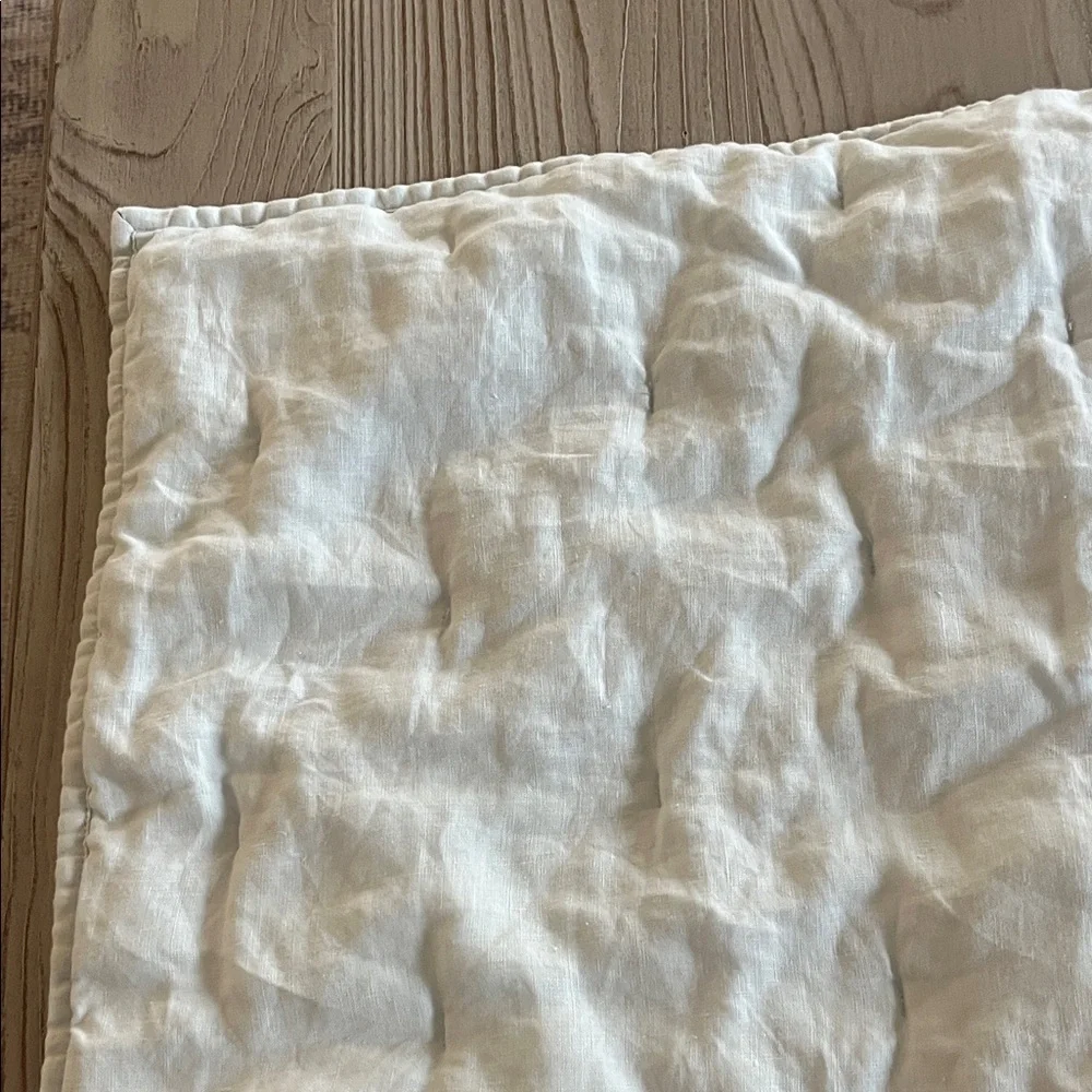 Pottery barn Belgian flax tufted blue frost standard size
